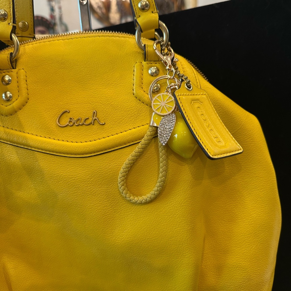 Coach 2013 Bright Yellow Leather Tote with Charm Detail. Gorgeous color - Picture 3 of 12